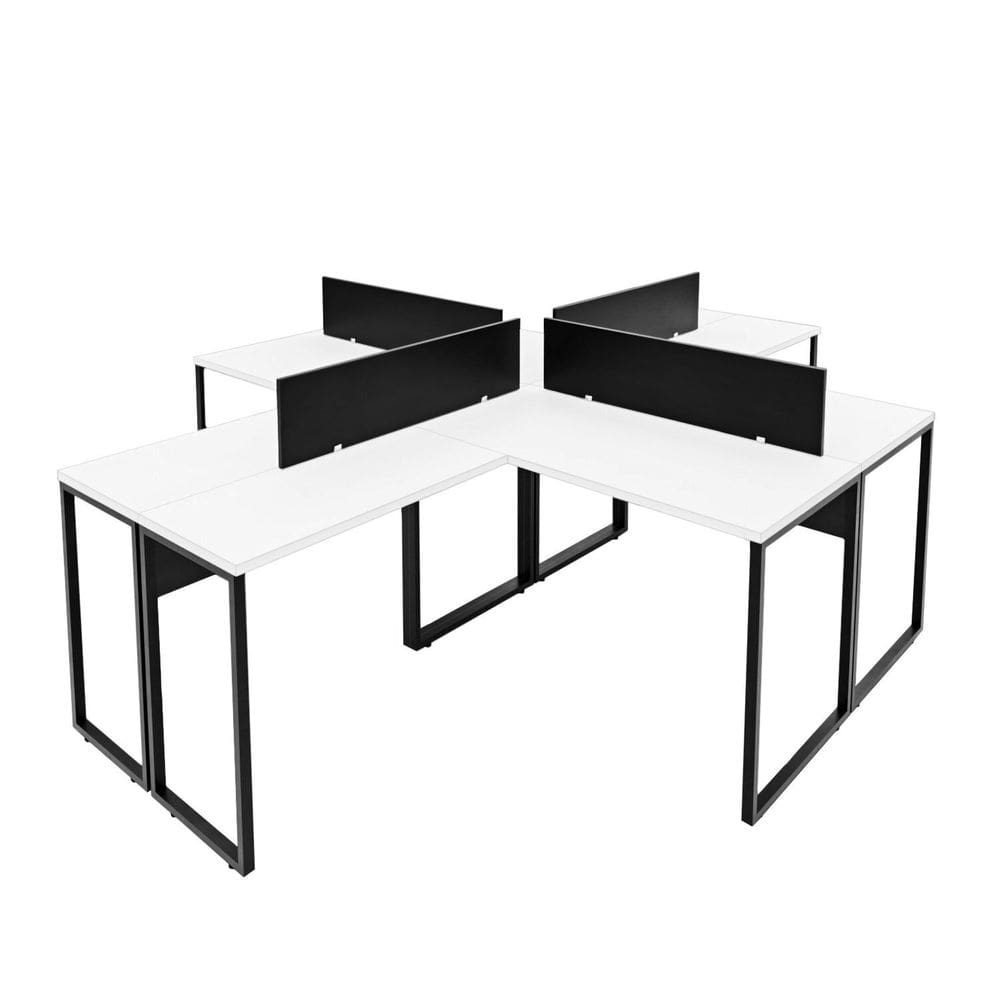 Escrivaninha Ilha em L Estação de Trabalho Mesa Industrial 240x78cm Office Branco