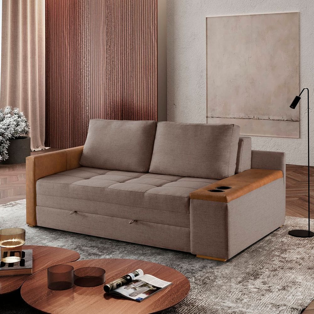 Sofa Cama para Sala de Estar Ref 44 - 2500-b Anis Marrom Claro / Avelã