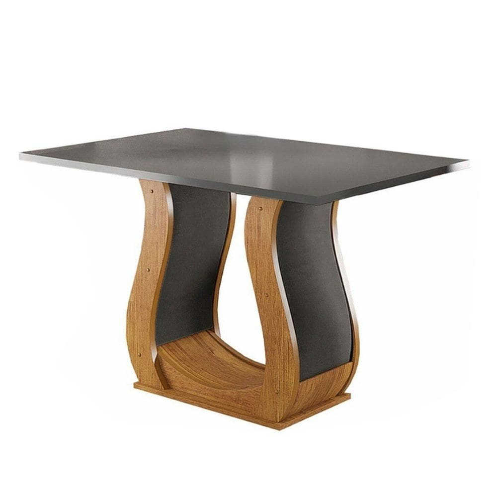 Mesa de Jantar 4 Lugares Retangular Tampo de Mdp Nubia Mel/Cinza