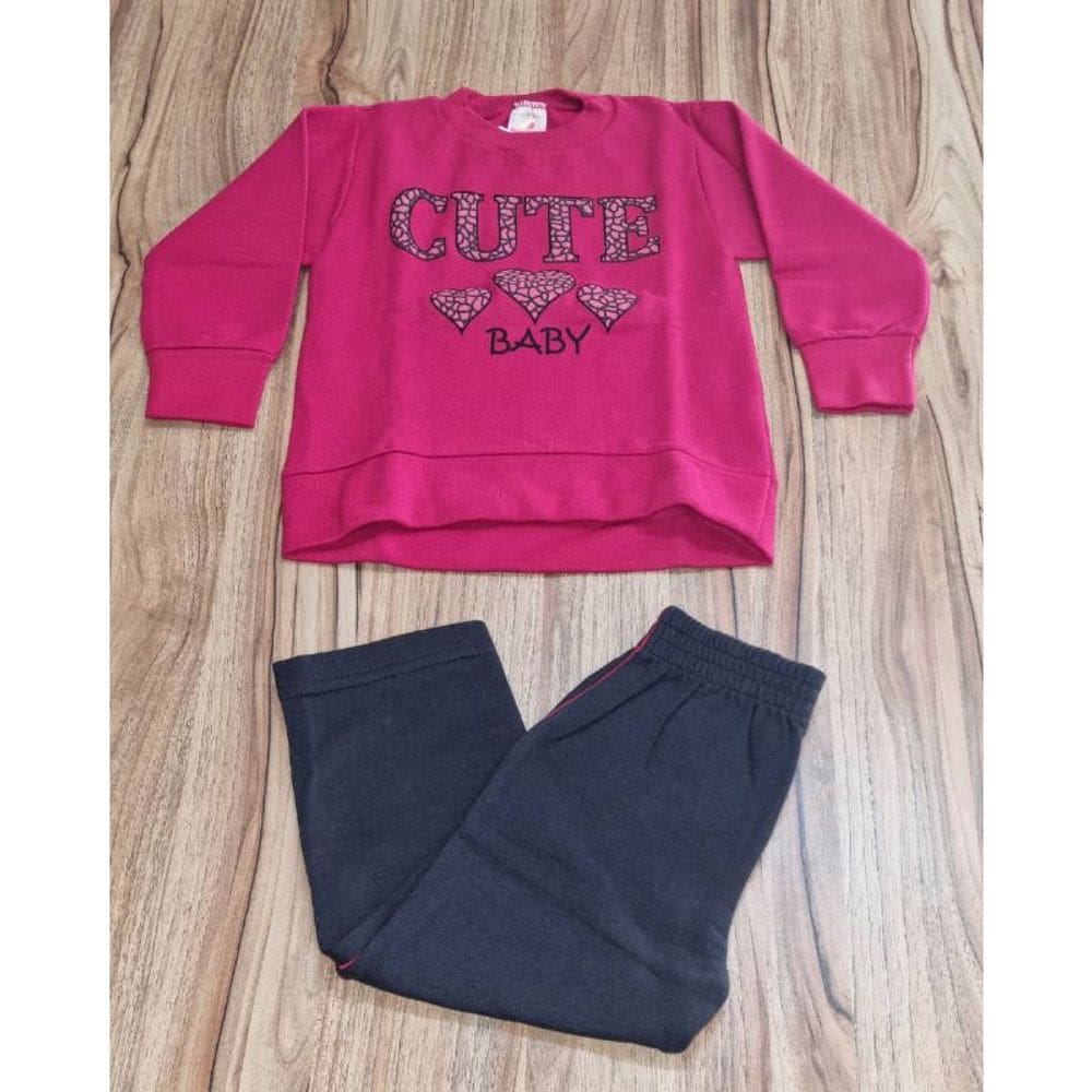 Conjunto Infantil Feminino Inverno S/Capuz Vermelho 1