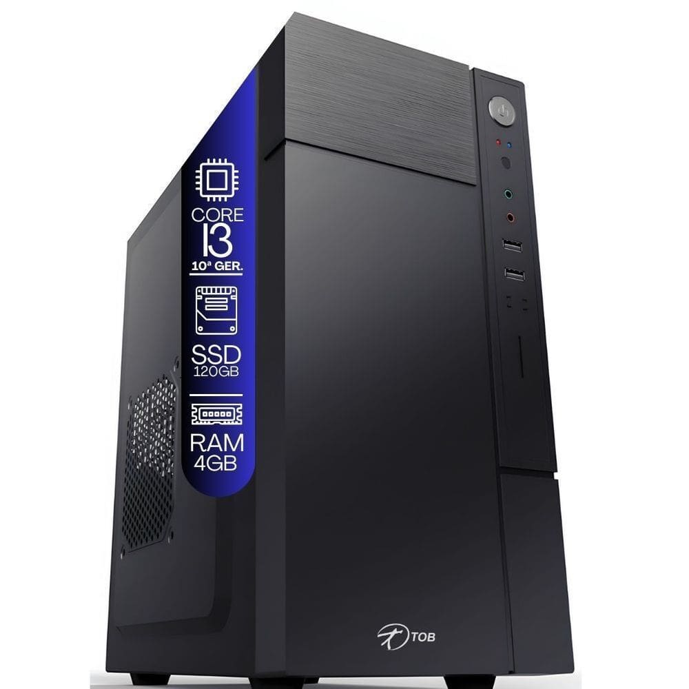 Computador TOB Intel Core i3 10100f com SSD 120GB Memória 4GB VGA 1GB Windows 10 Trial Desktop PC CPU