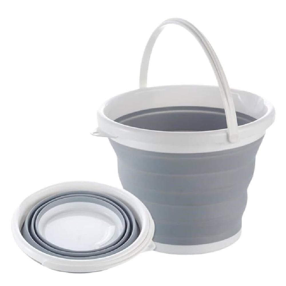 Balde Portatil Ecologico Retratil Cozinha Banheiro Lavanderia 10 Litros Alça Plastica Cinza
