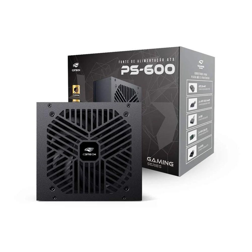 Fonte 600w Real - Atx - C3tech - Ps-600bk C3t S-cabo