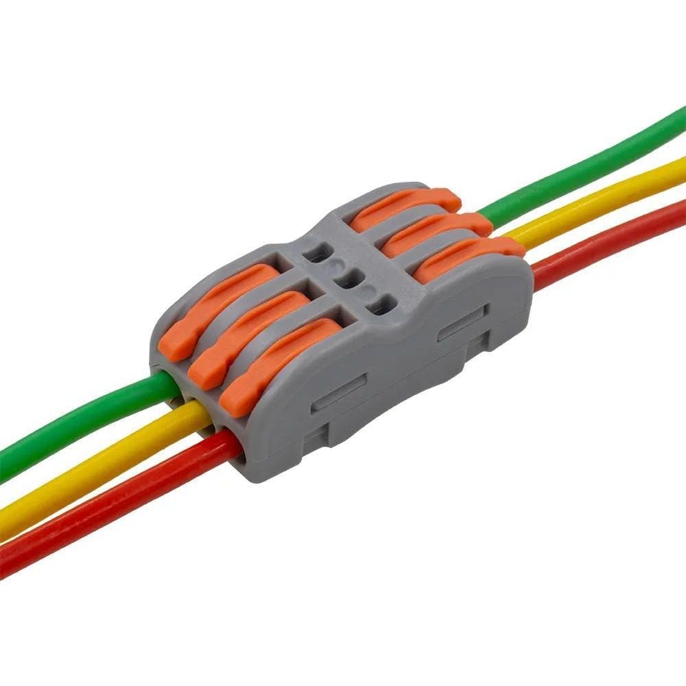 10X 10X Conector Rápido Emenda Fios Cabo Inline Mola 3 Vias