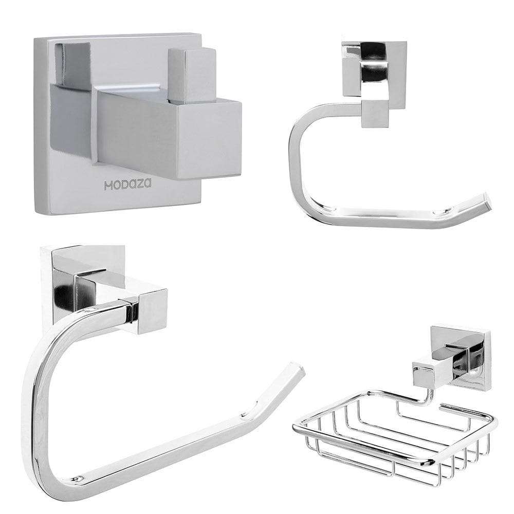 Kit Para Banheiro Modaza Nobile, Cromado - 4 Peças