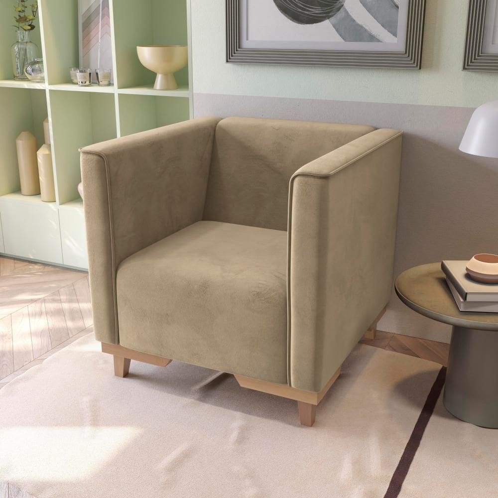 Poltrona Ravena Kappesberg Veludo Deluxe Bege