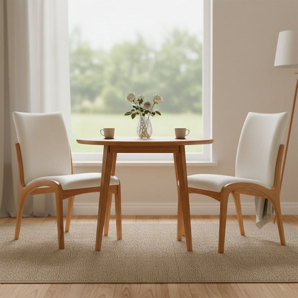 Kit 2 Cadeira Aura Estofada Estrutura Em Madeira Maciça Courino Branco Conforto Para Sala De Jantar Mobília Decor