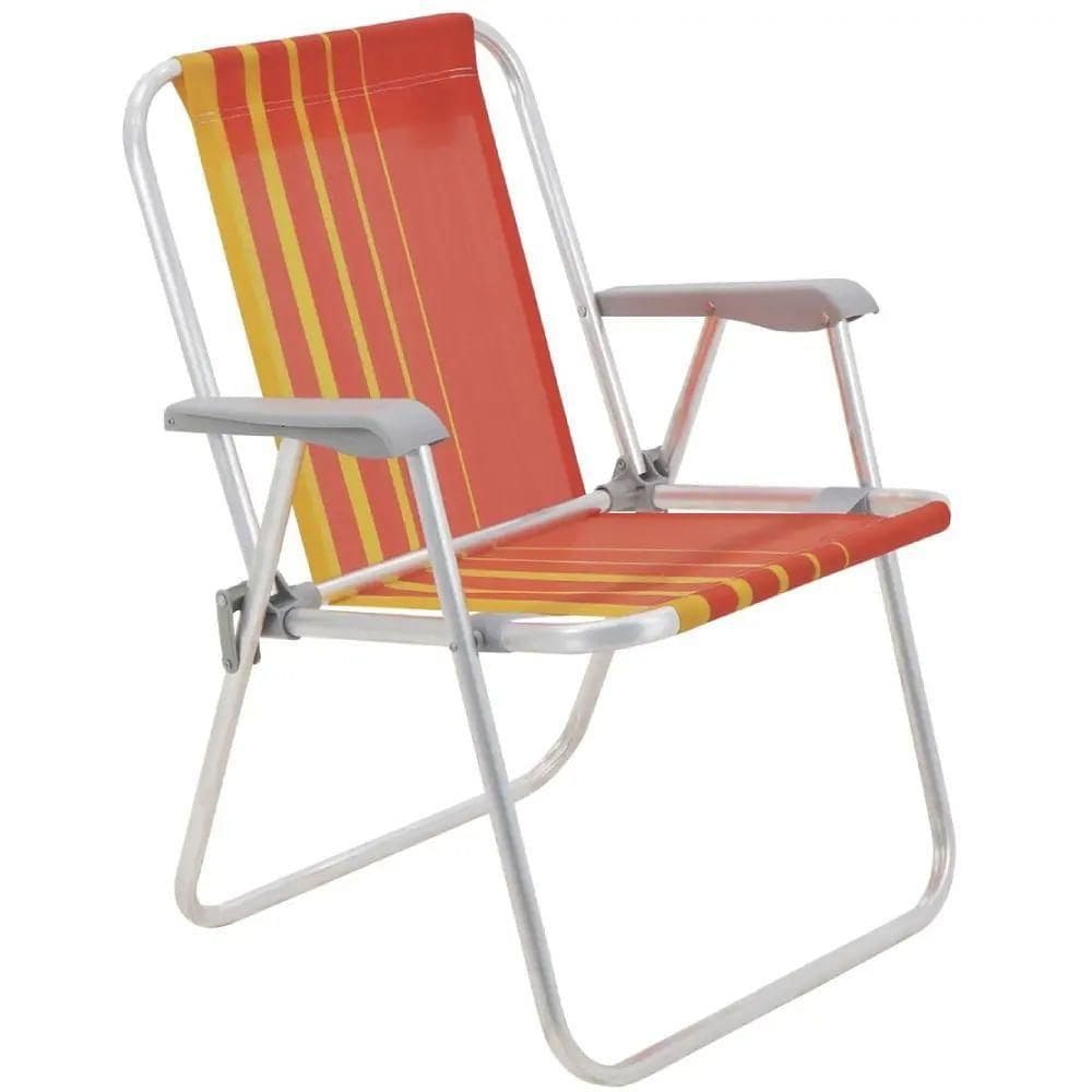 Cadeira De Praia Samoa Alta Em Alumínio Com Assento Laranja E Amarelo - 92900001 - Tramontina