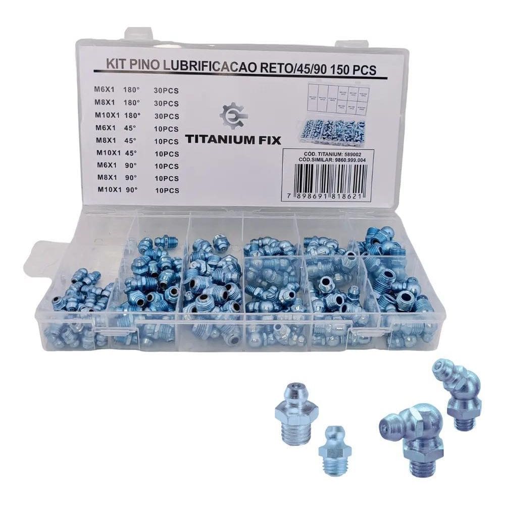 10X Kit 150 Uni Pino Bico Graxeiro Graxa Lubrificacao Reto/