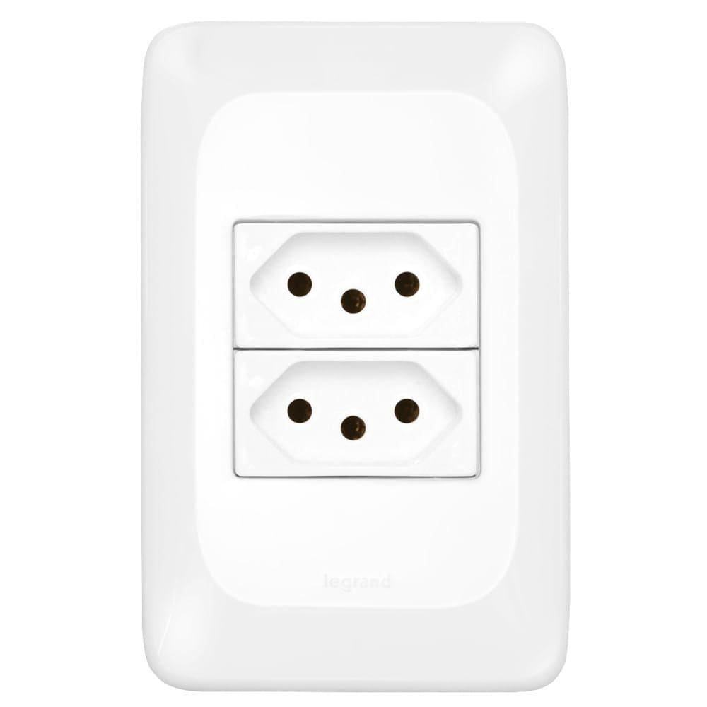 2 Tomadas 2p+t 10 Ampères 4x2 - Lgx303 - Pial 2 Tomadas 2p+t 10a 4x2 Pial Pop - Lgx303 - Pial
