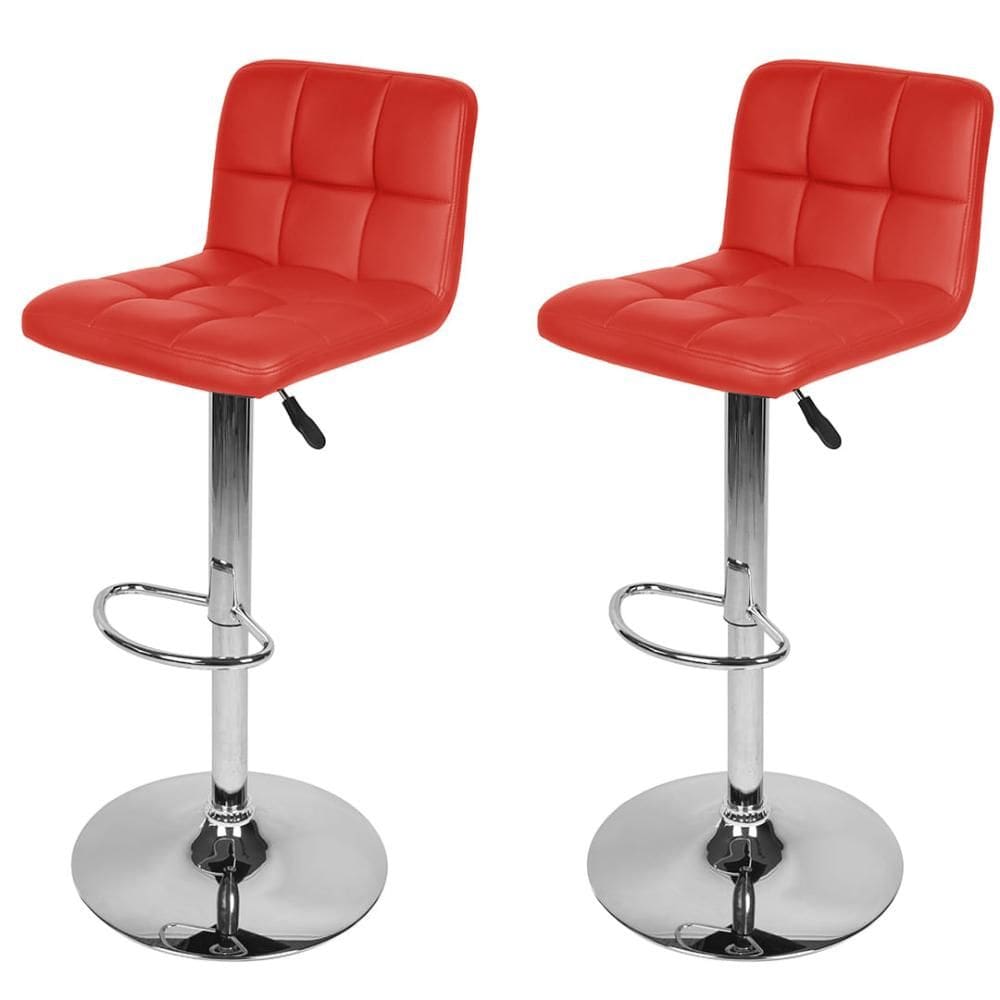 Kit 2 Banqueta Giratória ANM2800B Gomos Confort  Anima Office Estofada em PU Vermelho Base Cromada