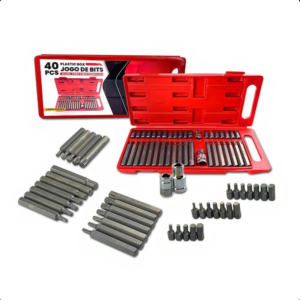 10X Jogo Ferramenta Bits Torx Allen Multidentado 40 Peças M