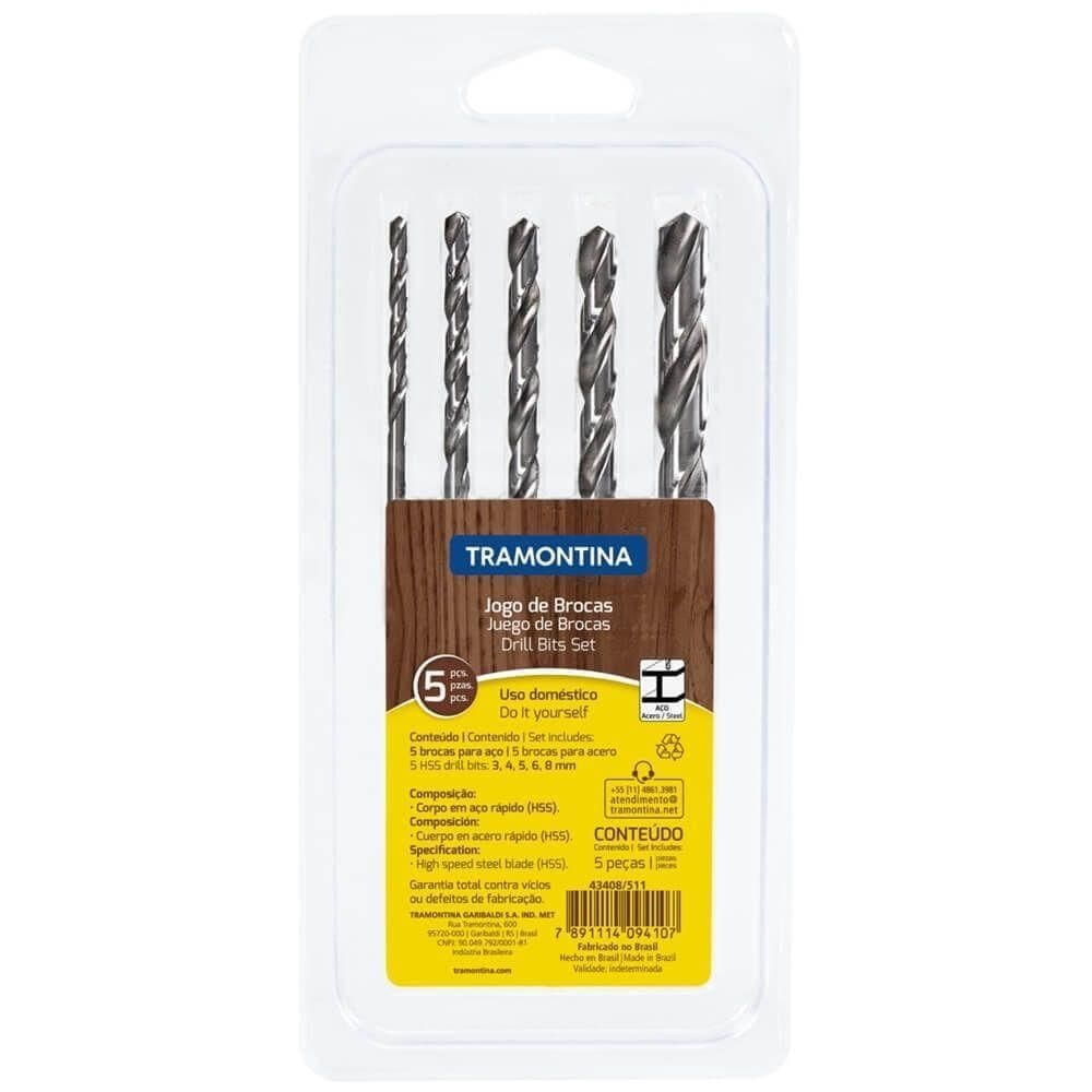 Jogo De Brocas Para Aço Com 5 Peças - 43408511 - Tramontina Jogo De Brocas Para Aco 5 Pcs Tramontina
