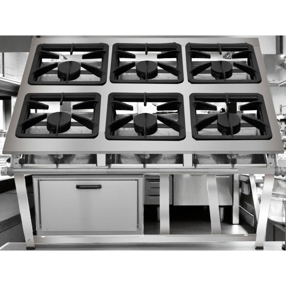 Fogão Industrial 6 Bocas Ap P8 em Aço Inox com Forno Leona