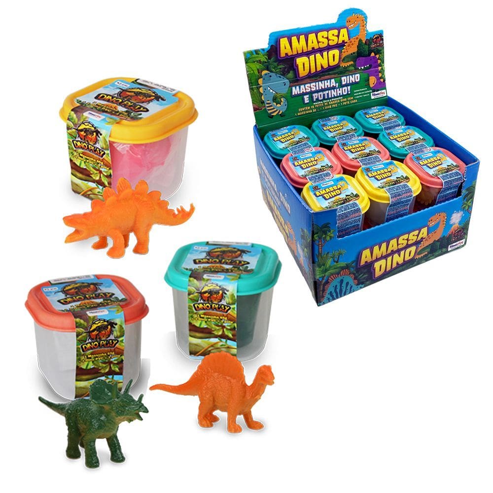 Massinha 50g Amassa Dino diverso Divertido Homeplay
