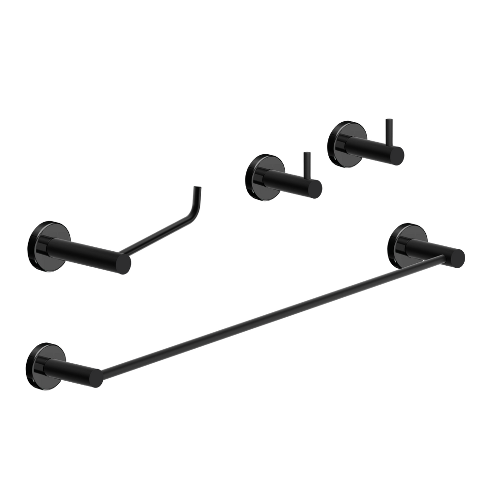 Kit De Acessórios Para Banheiro Preto 4 Peças Grego Metal 2050at