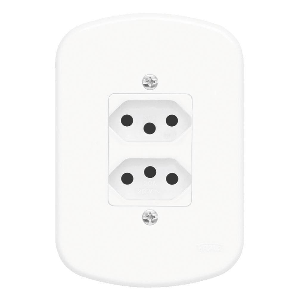 2 Tomadas 2p+t 10a 250 Volts Distanciadas Blanc - 1353 - Fame 2 Tomadas 10a C-placa Blanc 1353 Fame