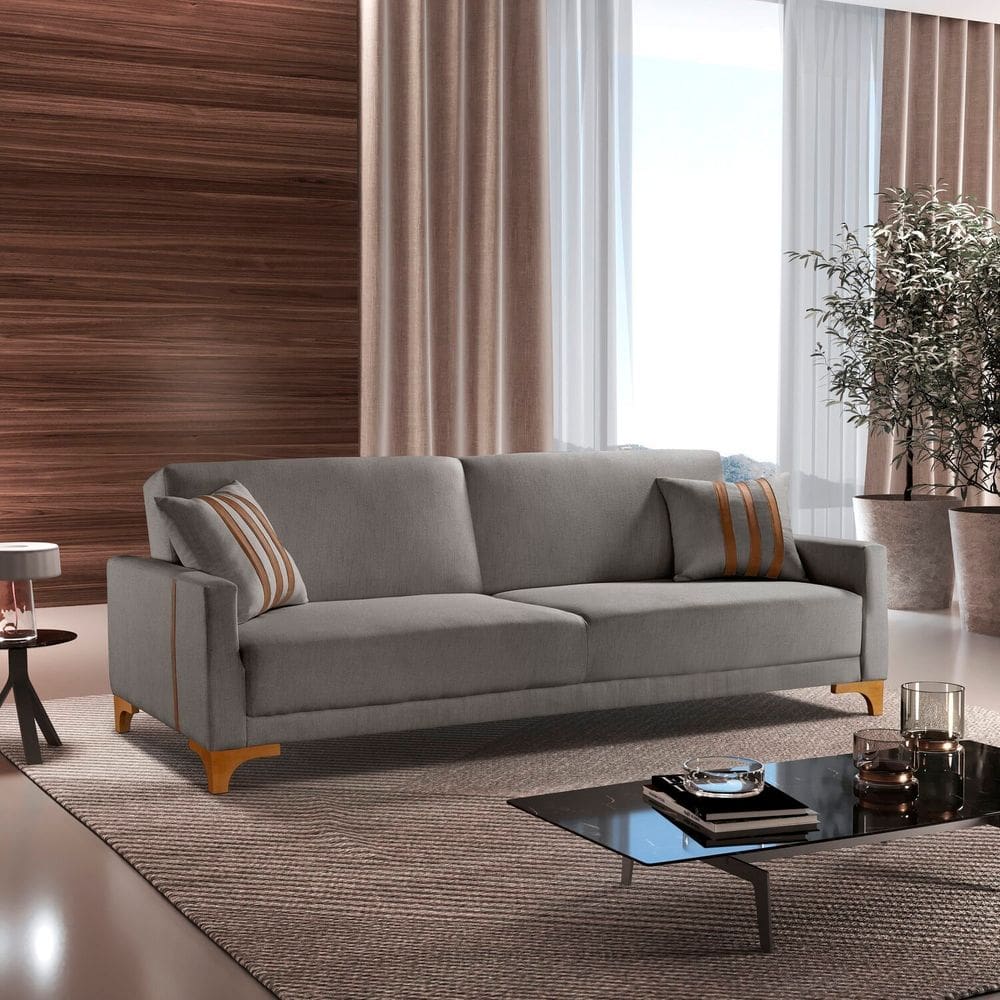 Sofa Cama para Sala de Estar 209cm X 84cm Luizi Cinza