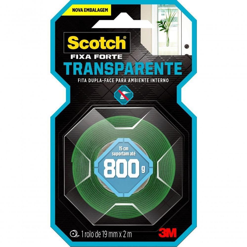 Fita Dupla Face Scotch Fixa Forte Transparente 19mm X 2 Metros - Hb004419881 - 3m
