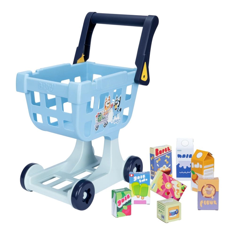 Carrinho de compras Bluey com rodas giratórias para crianças