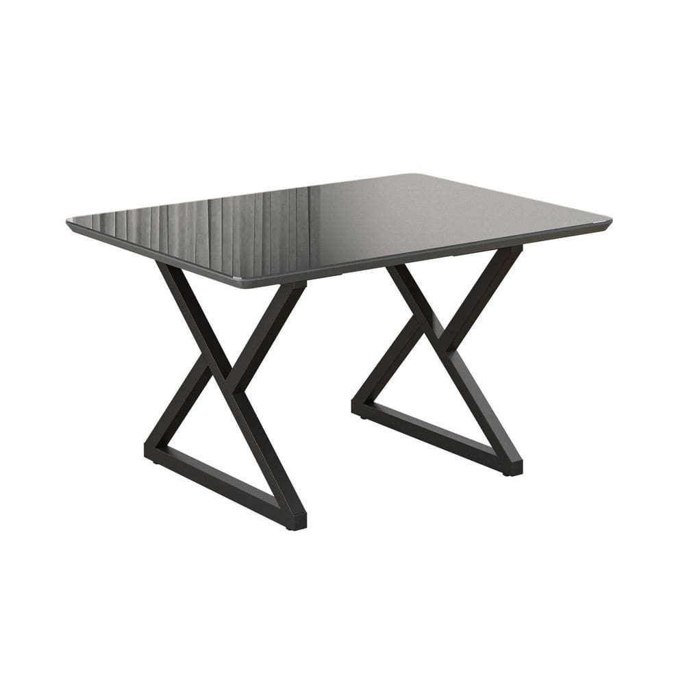 Mesa para Sala de Jantar Retangular 120x90cm Mdf com Vidro Império Preto Fosco / Grafite
