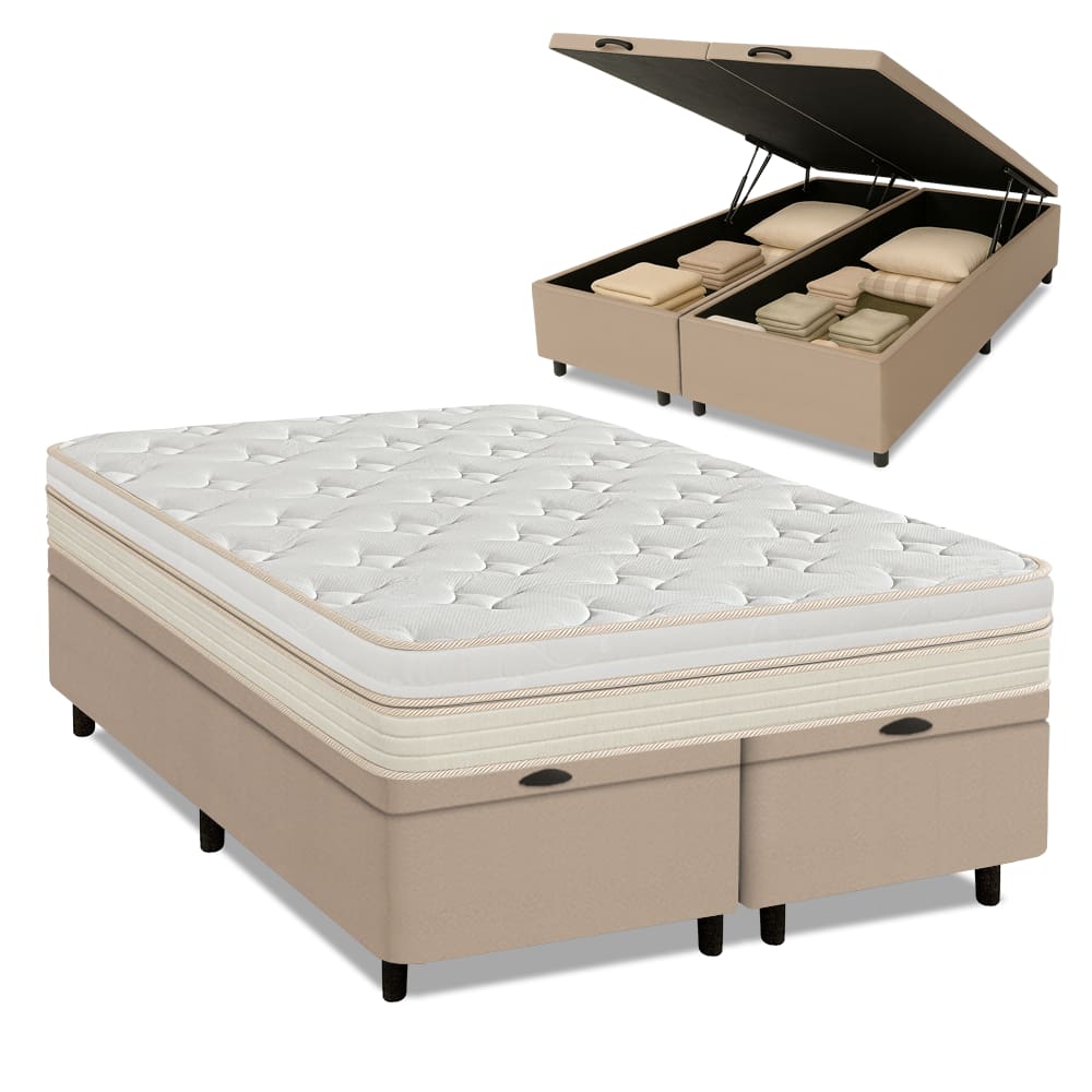 Cama Box Baú King Molas Ensacadas Memphis 193x203x73cm