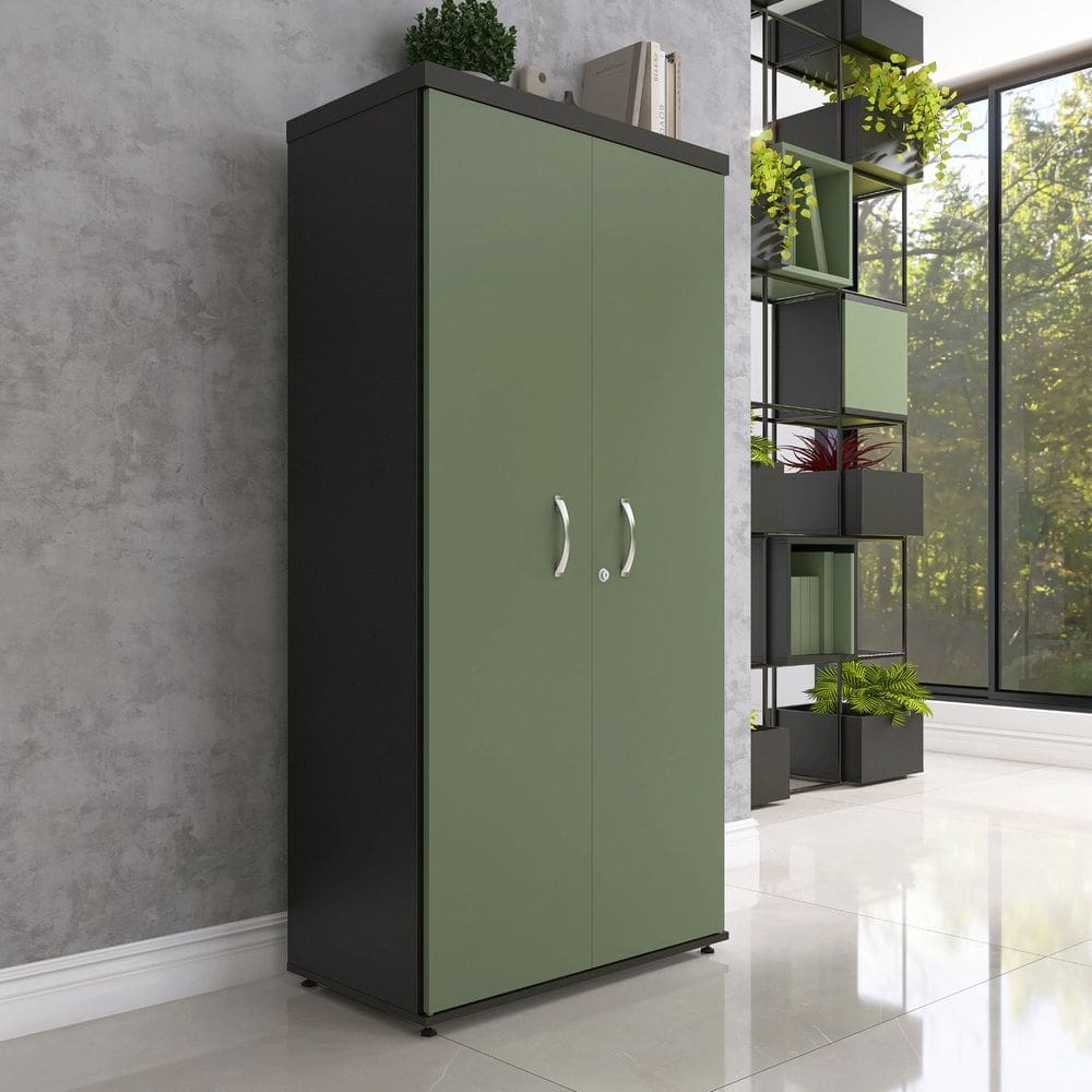 Armario Alto 02 Portas Pivotante 79,2cm x 161,1cm Preto/Salvia