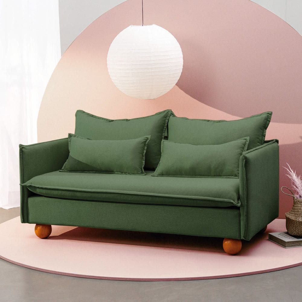 Sofá Modular 2 Lugares Pé Bolinha Sôma Cabecasa Madeiramadeira Verde
