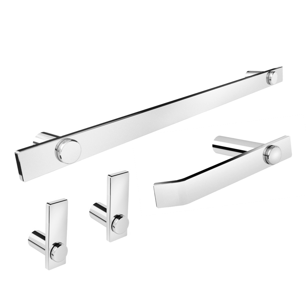 Kit Acessórios Banheiro Alto Brilho 4 Peças Grego Metal 2050pm