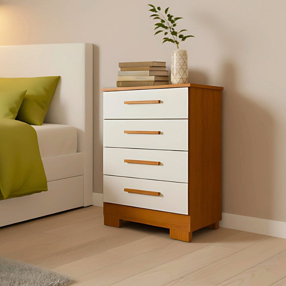 Cômoda para Quarto 4 Gavetas em MDP Carol Freijo/ Off White