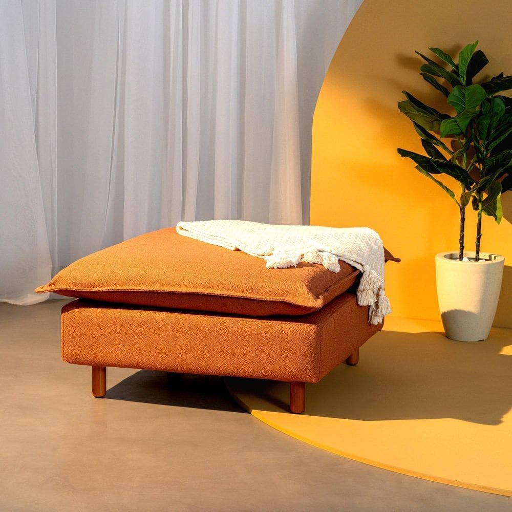 Puff Modular com Pé Madeira Sôma Cabecasa Madeiramadeira Mocha Mousse