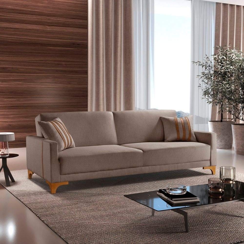 Sofa Cama para Sala de Estar 209cm x 84cm Luizi  Avelã