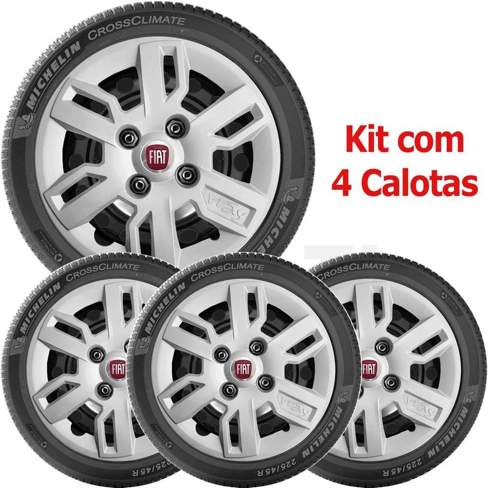 4X Calota Fiat Uno Way Aro 13 Emblema  227Cb