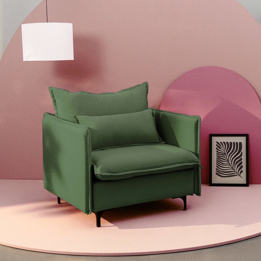 Poltrona com Pé Metal Sôma Cabecasa Madeiramadeira Verde