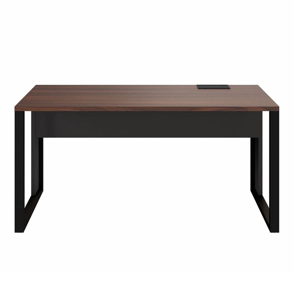 Plataforma Trabalho 135cm Individual com Caixa de Tomadas Industrial Executive Louro Preto / Preto