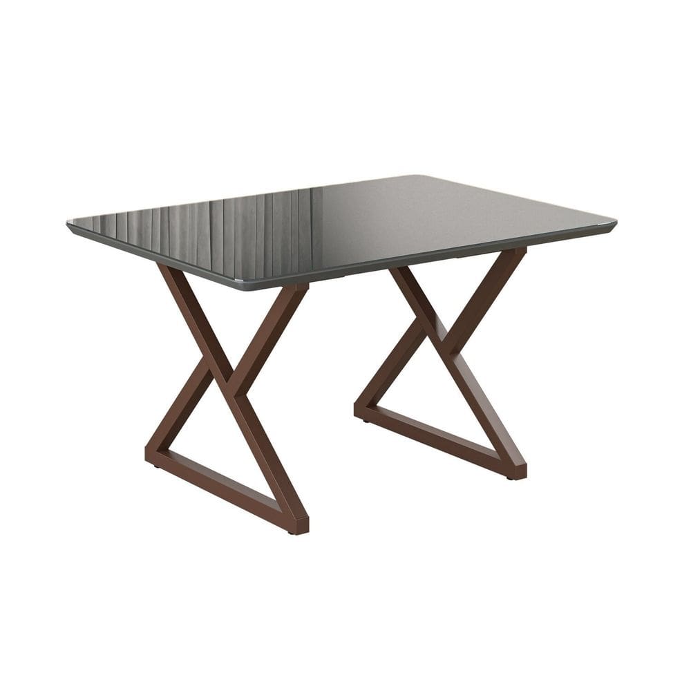 Mesa para Sala de Jantar Retangular 120x90cm Mdf com Vidro Império Marrom / Grafite