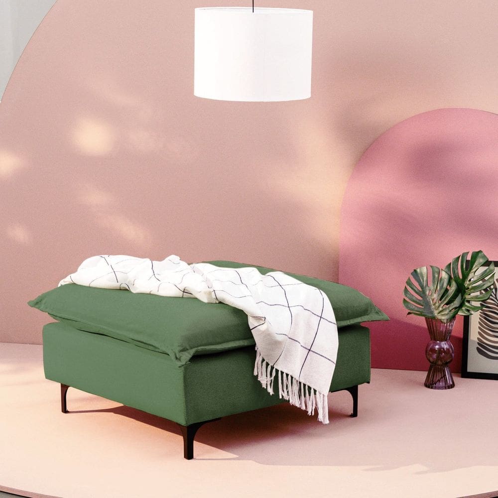 Puff Modular com Pé Metal Sôma Cabecasa Madeiramadeira Verde