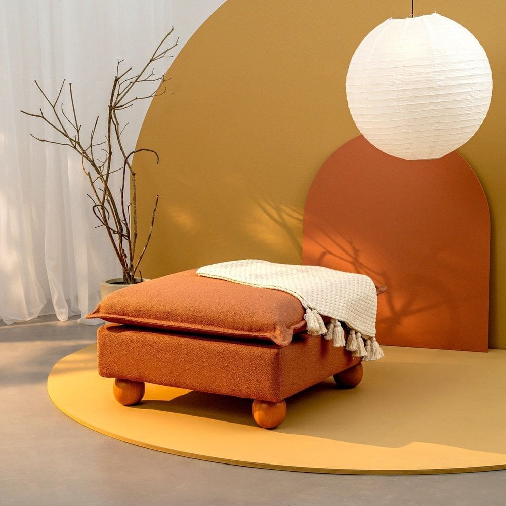 Puff Modular com Pé Bolinha Sôma Cabecasa Madeiramadeira Mocha Mousse
