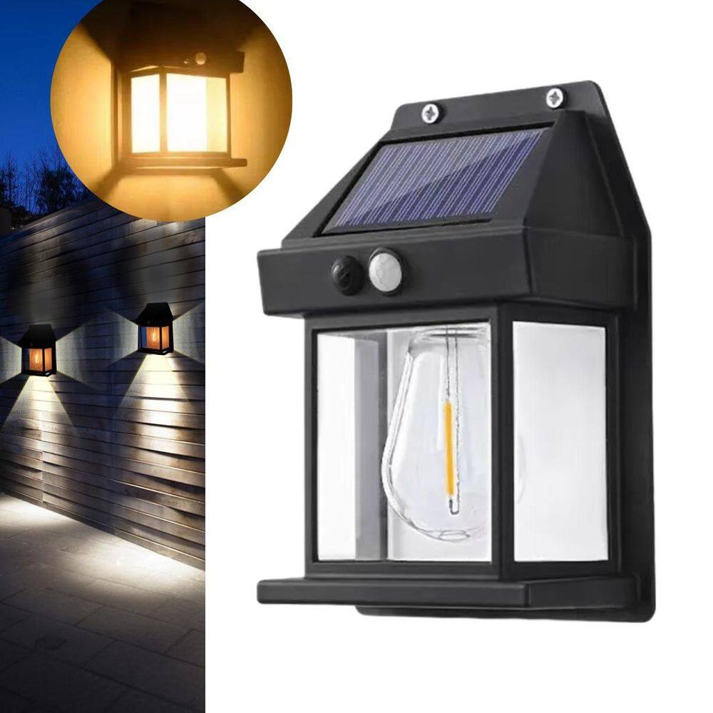 Arandela Solar Com Lâmpada Filamento Led Luz Branco Quente