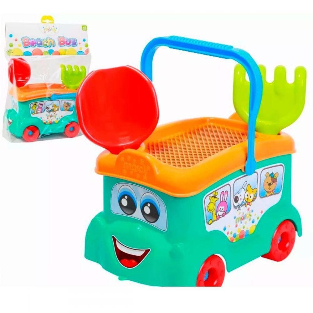 Carrinho De Praia Beach Bus Com Acessórios Coloridos - Maral