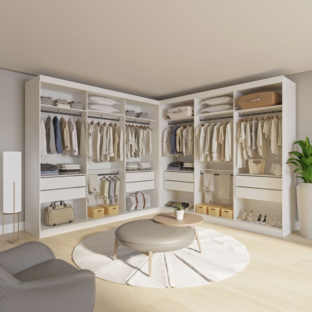 Closet Casal Paris Duo Premium sem Portas 8 Gavetas Minastex