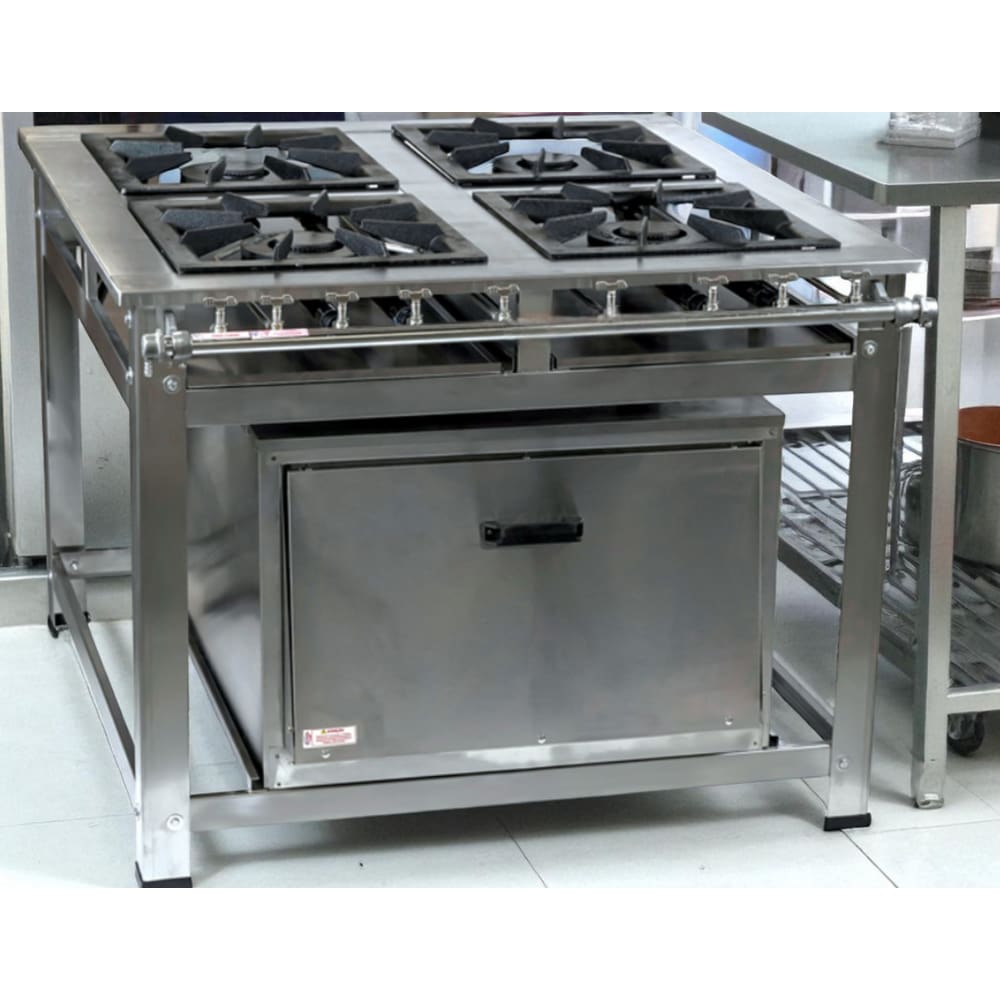 Fogão Industrial 4 Bocas QD P5 em Aço Inox com Forno Leona