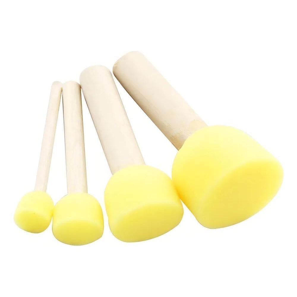 10X Kit 4 Pincéis Batedor Mousse De Espuma Tinta Textura Pi