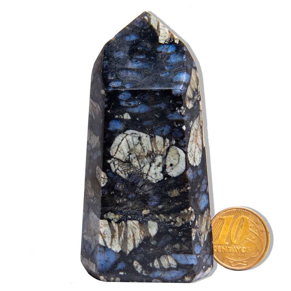 Ponta Riolita Azul Pedra Natural 80 a 90mm 75 a 140g Tipo B