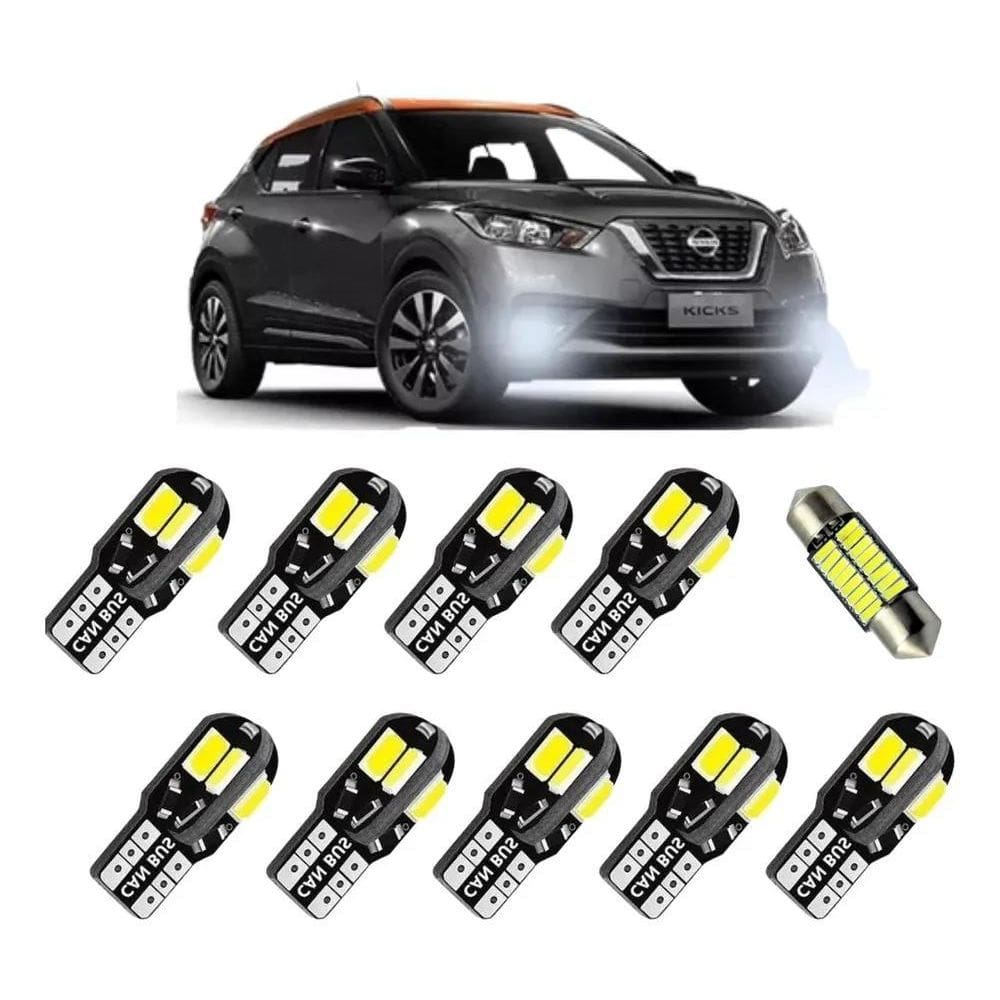 10X Kit Lâmpadas Led Nissan Kicks 2019 Cambus