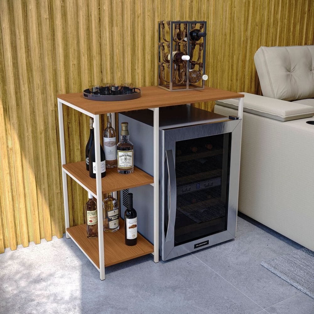 Mesa com 2 Prateleiras Kappesberg Industrial Canela/Branco