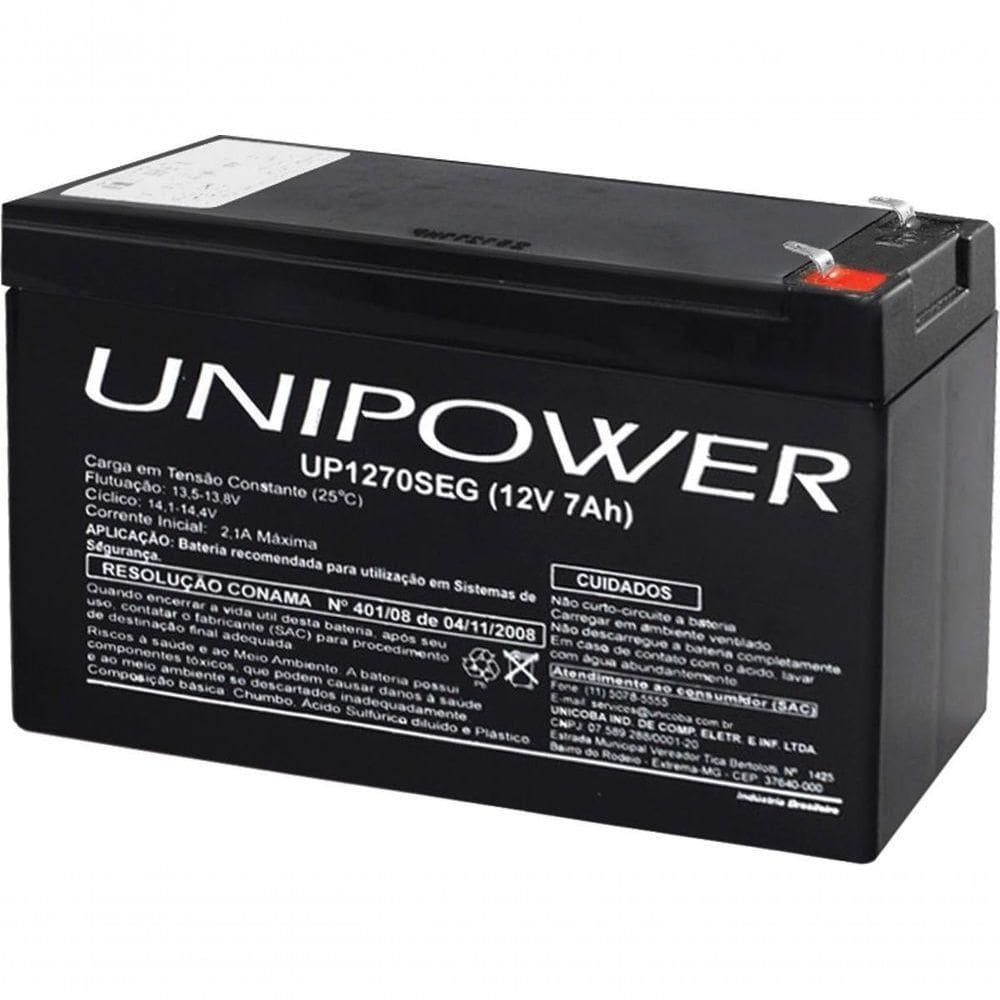 Bateria 12v 7,0 Ah(up1270seg)f187, Destinada Ao Mercado De Segurança