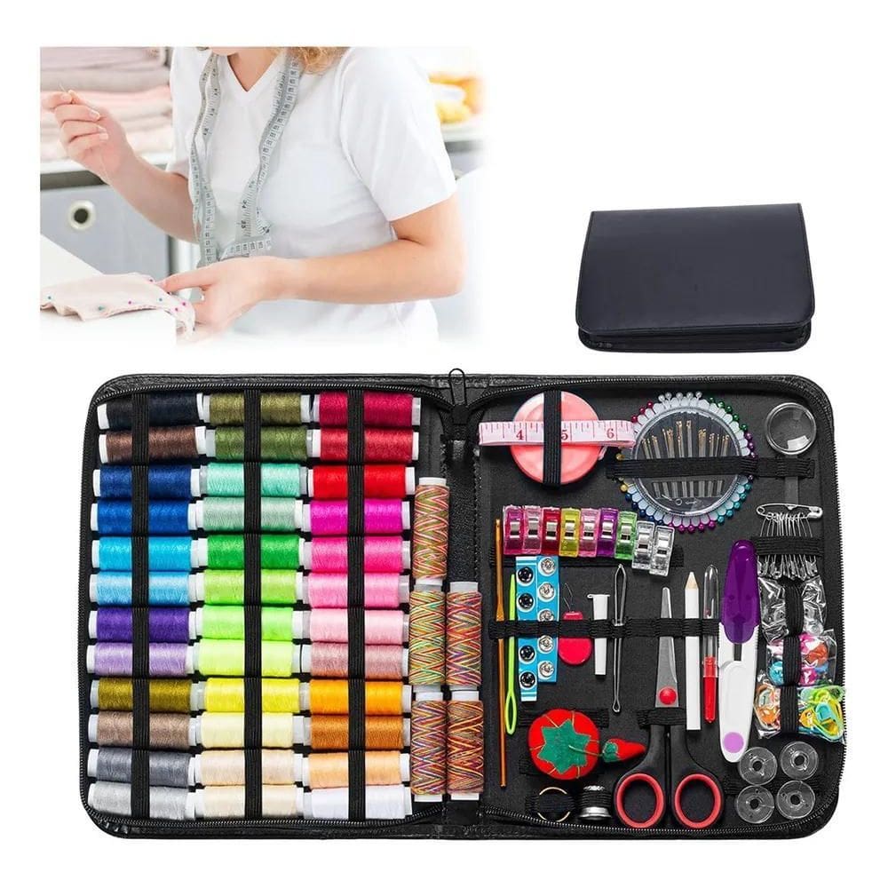 10X Kit De Costura Agulhas Tesoura Linhas Completo Com 229