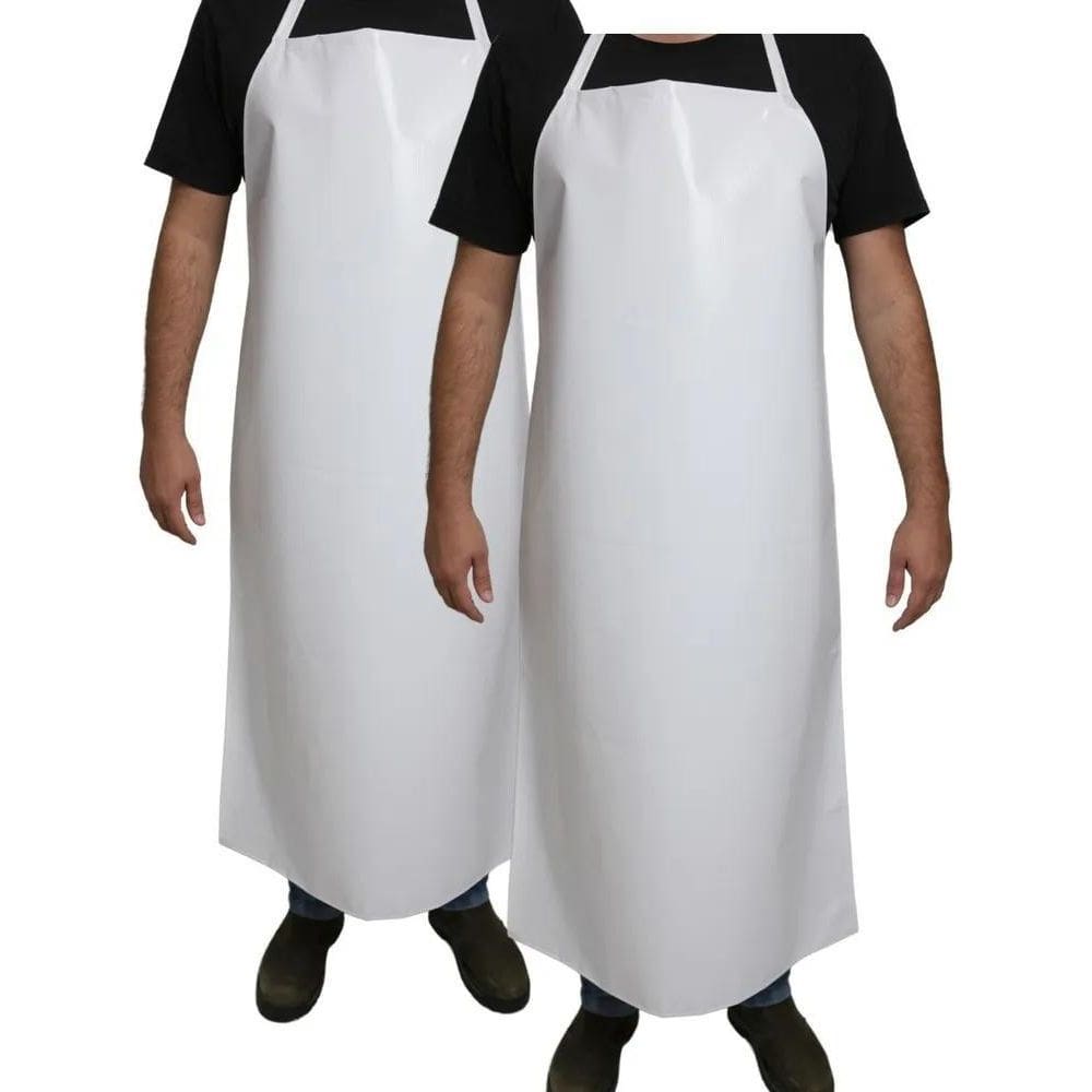 10X Kit 2 Avental Branco Impermeável De Pvc Cozinha E Açoug