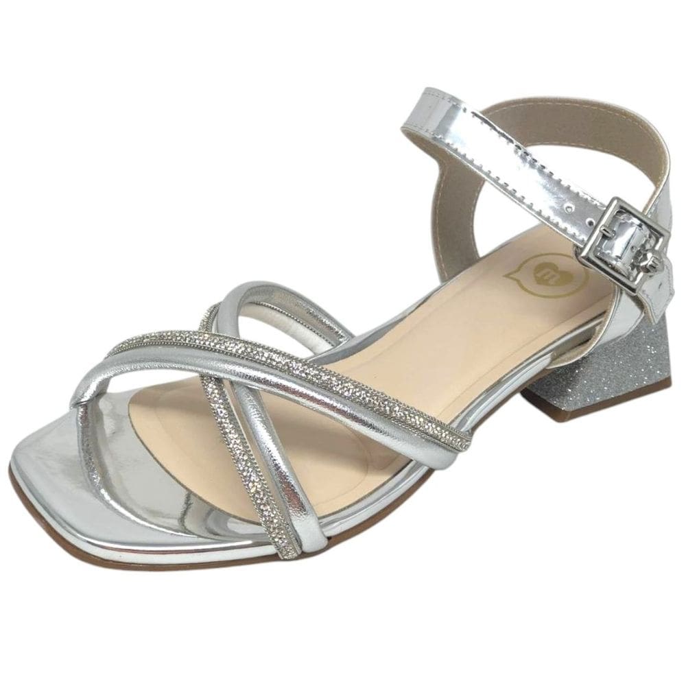 Sandália Infantil Menina Salto Strass Elegante Molekinha